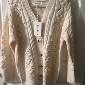 Heartloom Women's Ivory Cable Knit Cardigan